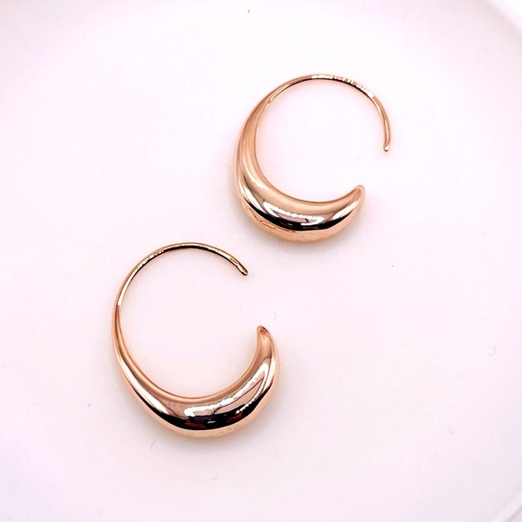 Anthro Rose Gold Plated Crescent Hoop Earrings - Picture 1 of 5